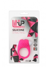 Розовое эрекционное кольцо с щеточкой LIT-UP SILICONE STIMU RING 5 - Dream Toys - в Липецке купить с доставкой