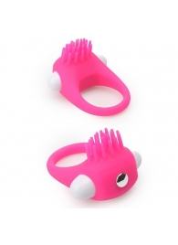 Розовое эрекционное кольцо с щеточкой LIT-UP SILICONE STIMU RING 5 - Dream Toys - в Липецке купить с доставкой