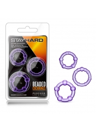 Набор из 3 фиолетовых эрекционных колец Stay Hard Beaded Cockrings - Blush Novelties - в Липецке купить с доставкой