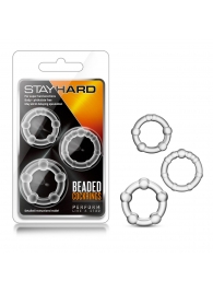 Набор из 3 прозрачных эрекционных колец Stay Hard Beaded Cockrings - Blush Novelties - в Липецке купить с доставкой