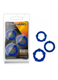 Набор из 3 синих эрекционных колец Stay Hard Beaded Cockrings - Blush Novelties - в Липецке купить с доставкой