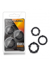 Набор из 3 чёрных эрекционных колец Stay Hard Beaded Cockrings - Blush Novelties - в Липецке купить с доставкой