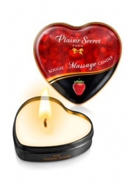 Массажная свеча с ароматом клубники Bougie Massage Candle - 35 мл. - Plaisir Secret - купить с доставкой в Липецке