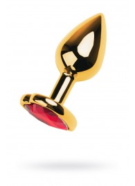 Золотистая анальная пробка с кристаллом-сердцем - 7,5 см. - ToyFa - купить с доставкой в Липецке