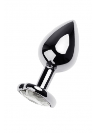 Серебристая анальная пробка с прозрачным кристаллом-сердцем - 8 см. - ToyFa - купить с доставкой в Липецке