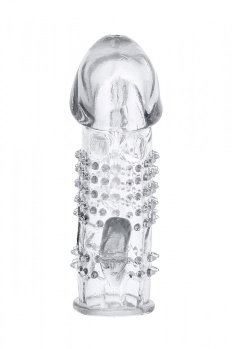 Прозрачная гелевая насадка с шипами и клиторальным отростком - 13 см. - Toyfa Basic - в Липецке купить с доставкой