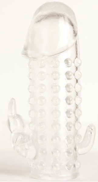 Гелевая прозрачная насадка с 2 отростками - 13 см. - Toyfa Basic - в Липецке купить с доставкой