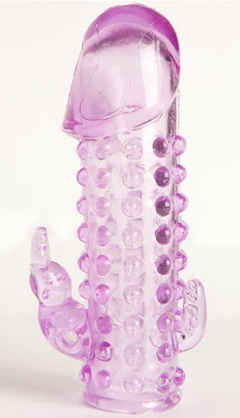 Закрытая фиолетовая насадка с 2 отростками - 13 см. - Toyfa Basic - в Липецке купить с доставкой