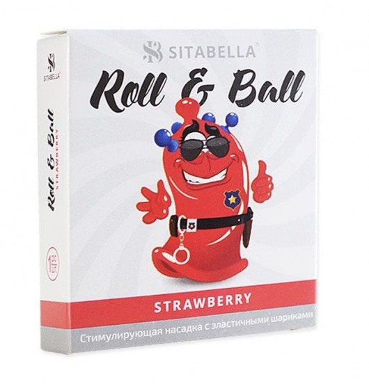 Стимулирующий презерватив-насадка Roll   Ball Strawberry - Sitabella - купить с доставкой в Липецке