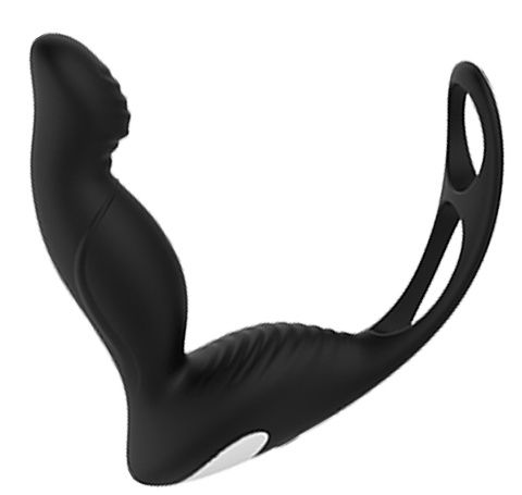 Черный вибромассажер простаты P-PLEASER W ERECTION ENHANCE - Dream Toys - в Липецке купить с доставкой