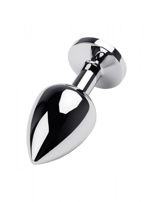 Серебристая коническая анальная пробка с красным кристаллом - 8 см. - ToyFa - купить с доставкой в Липецке