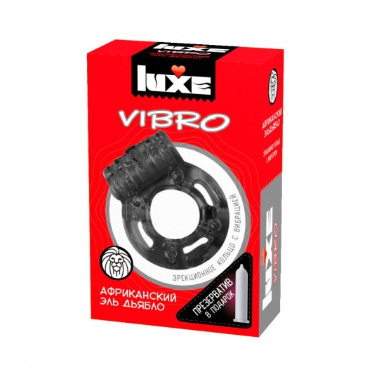 Чёрное эрекционное виброкольцо Luxe VIBRO  Африканский Эль Дьябло  + презерватив - Luxe - в Липецке купить с доставкой