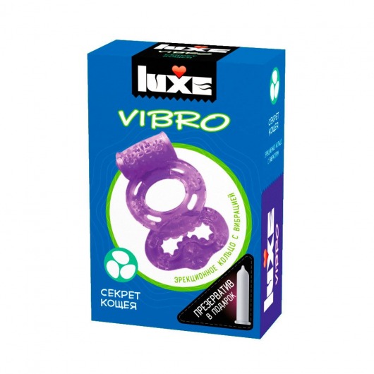 Фиолетовое эрекционное виброкольцо Luxe VIBRO  Секрет Кощея  + презерватив - Luxe - в Липецке купить с доставкой