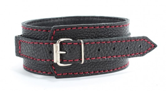 Черный ошейник из натуральной кожи с шипами - БДСМ Арсенал - купить с доставкой в Липецке