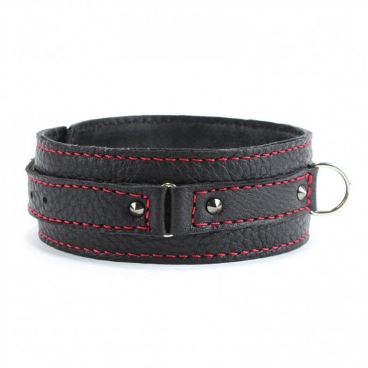 Черный ошейник из натуральной кожи с шипами - БДСМ Арсенал - купить с доставкой в Липецке