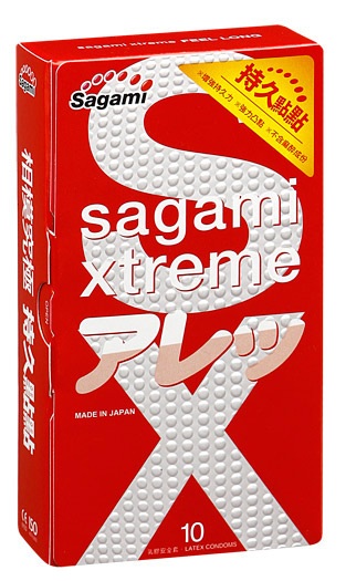 Утолщенные презервативы Sagami Xtreme Feel Long с точками - 10 шт. - Sagami - купить с доставкой в Липецке