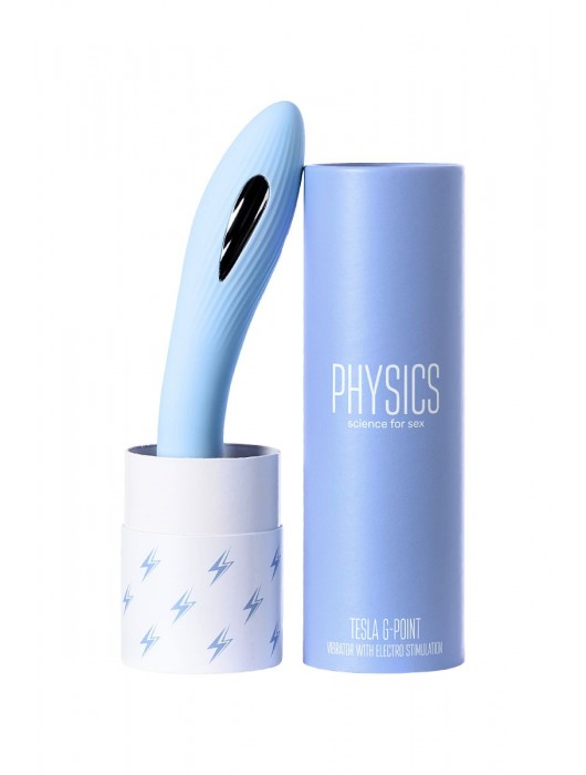 Голубой силиконовый вибратор с электростимуляцией TESLA G-POINT - 21 см. - ToyFa - купить с доставкой в Липецке