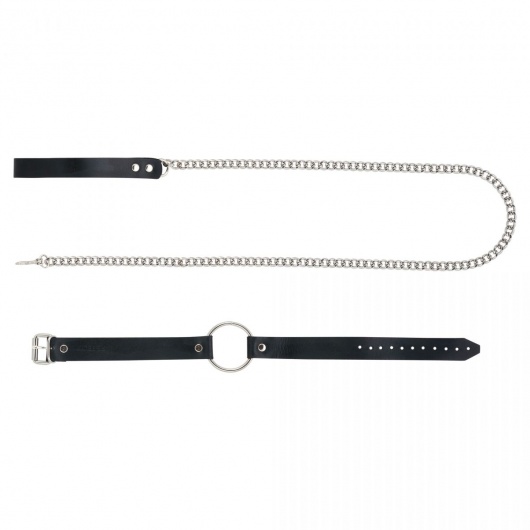 Черный поводок и чокер с кольцом Rada - Rebelts - купить с доставкой в Липецке