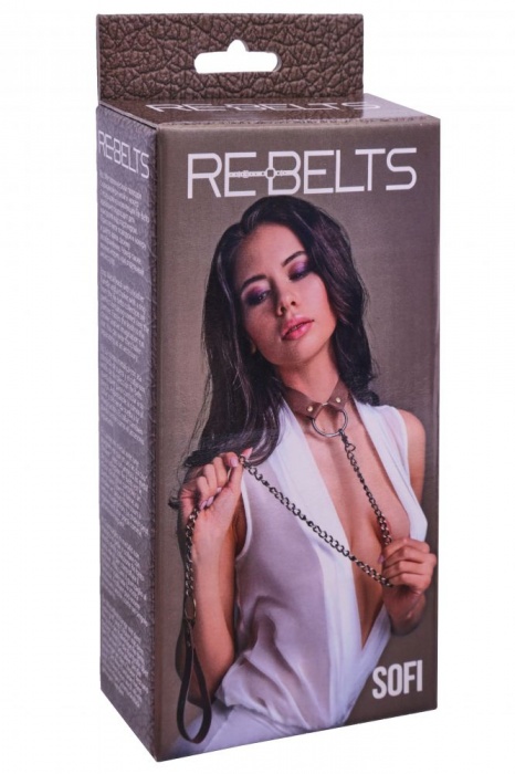 Коричневый поводок и чокер с кольцом Sofi - Rebelts - купить с доставкой в Липецке