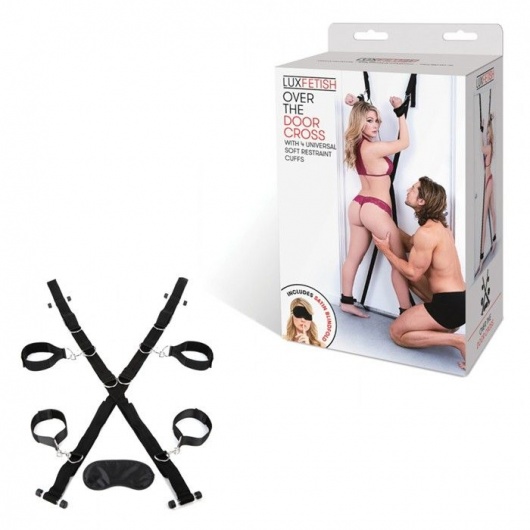Чёрный набор для фиксации у двери - Lux Fetish - купить с доставкой в Липецке