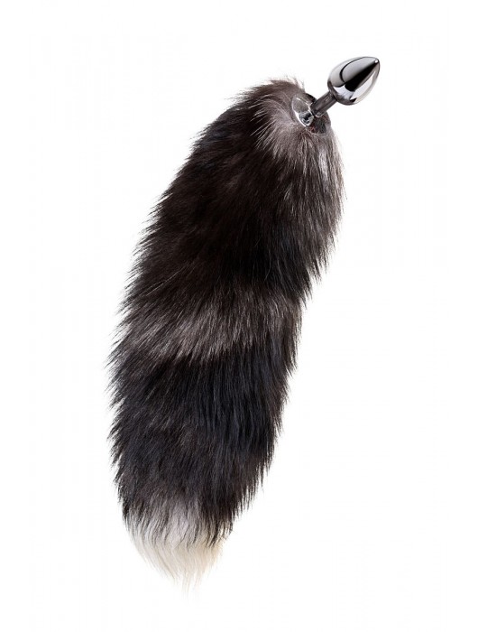Серебристая металлическая анальная втулка с хвостом чернобурой лисы - размер S - ToyFa - купить с доставкой в Липецке
