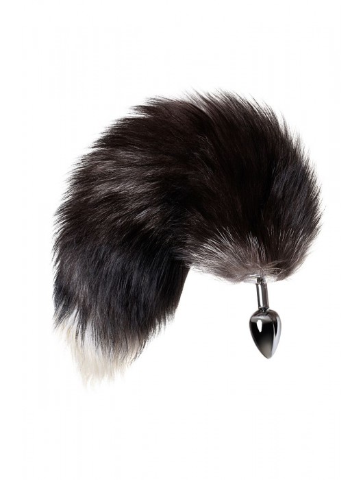 Серебристая металлическая анальная втулка с хвостом чернобурой лисы - размер S - ToyFa - купить с доставкой в Липецке