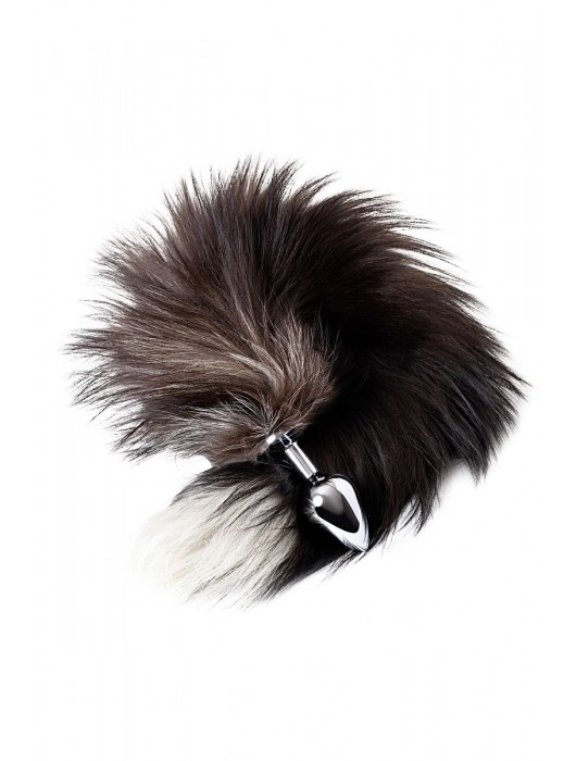 Серебристая металлическая анальная втулка с хвостом чернобурой лисы - размер S - ToyFa - купить с доставкой в Липецке