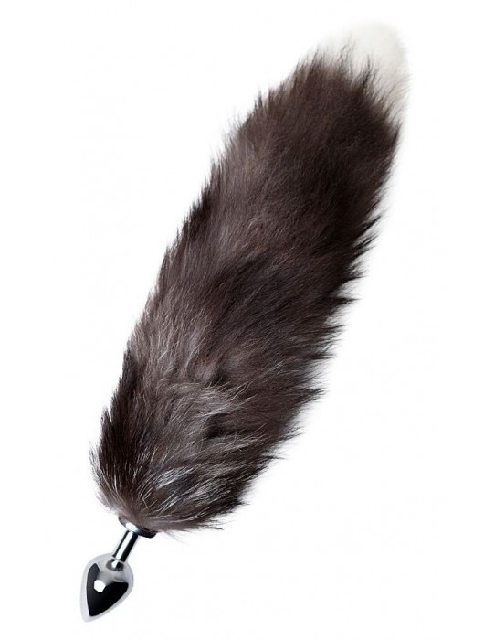 Серебристая металлическая анальная втулка с хвостом чернобурой лисы - размер S - ToyFa - купить с доставкой в Липецке