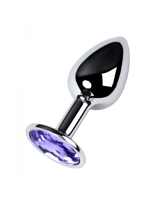 Серебристая конусовидная анальная пробка с фиолетовым кристаллом - 7 см. - ToyFa - купить с доставкой в Липецке