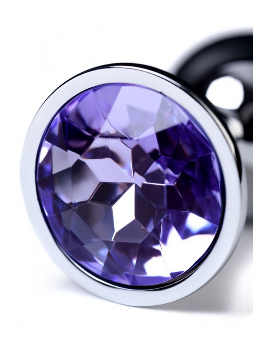 Серебристая конусовидная анальная пробка с фиолетовым кристаллом - 7 см. - ToyFa - купить с доставкой в Липецке