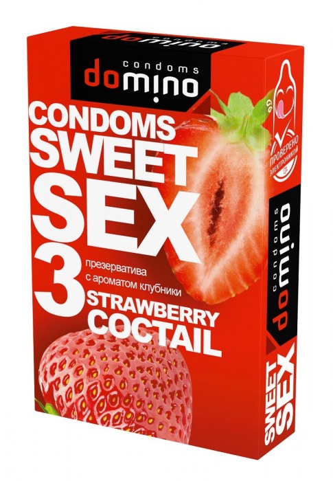 Презервативы для орального секса DOMINO Sweet Sex с ароматом клубничного коктейля  - 3 шт. - Domino - купить с доставкой в Липецке