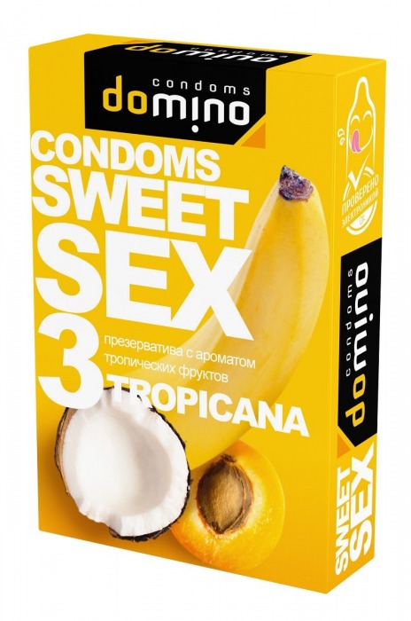 Презервативы для орального секса DOMINO Sweet Sex с ароматом тропических фруктов - 3 шт. - Domino - купить с доставкой в Липецке