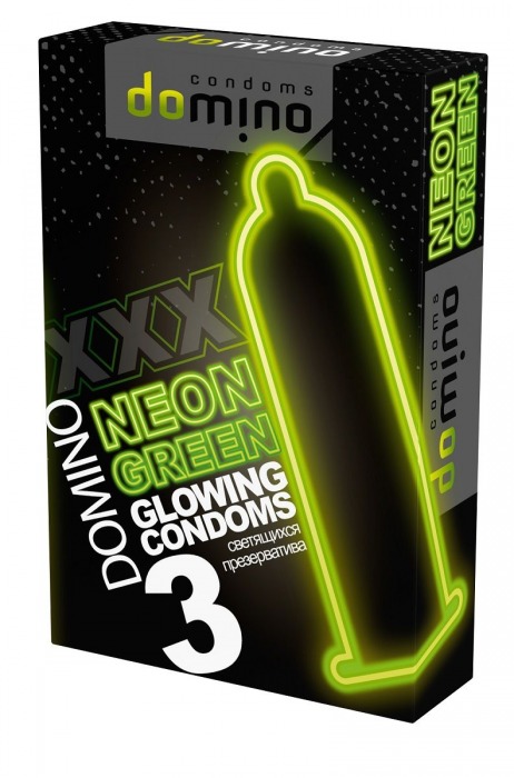 Презервативы DOMINO Neon Green со светящимся в темноте кончиком - 3 шт. - Domino - купить с доставкой в Липецке