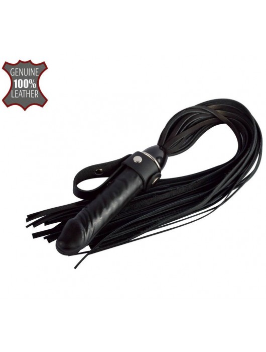 Черная плеть  Ковбой  с ручкой-фаллосом - 55 см. - Sitabella - купить с доставкой в Липецке