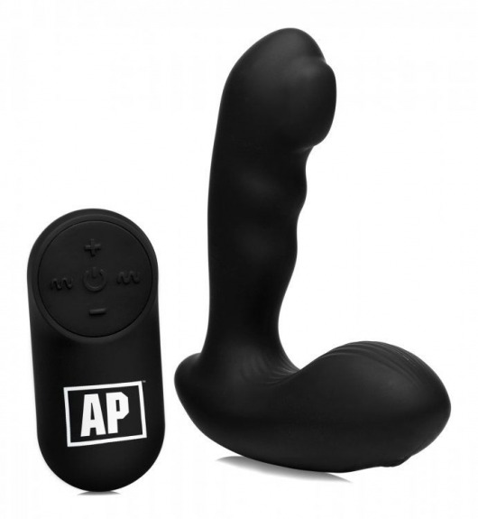 Черный стимулятор простаты Alpha-Pro 7X P-Milker Silicone Prostate Stimulator with Milking Bead - XR Brands - в Липецке купить с доставкой