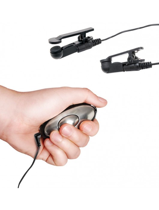 Черные электрические зажимы для сосков Shock Therapy Nipple Clamps - Pipedream - купить с доставкой в Липецке