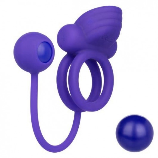 Фиолетовое эрекционное кольцо с утяжелителем Silicone Rechargeable Dual Rockin Rim Enhancer - California Exotic Novelties - в Липецке купить с доставкой