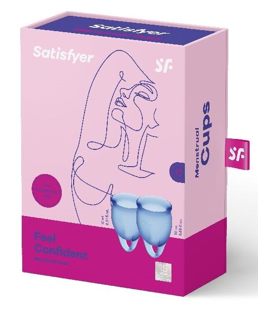 Набор синих менструальных чаш Feel confident Menstrual Cup - Satisfyer - купить с доставкой в Липецке