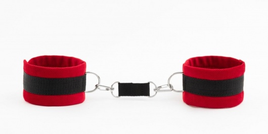 Красно-черные наручники My rules на сцепке - БДСМ Арсенал - купить с доставкой в Липецке