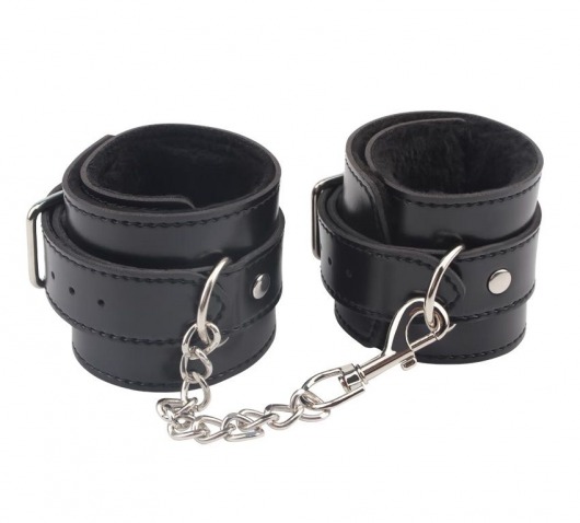 Черные оковы на ноги Obey Me Leather Ankle Cuffs - Chisa - купить с доставкой в Липецке