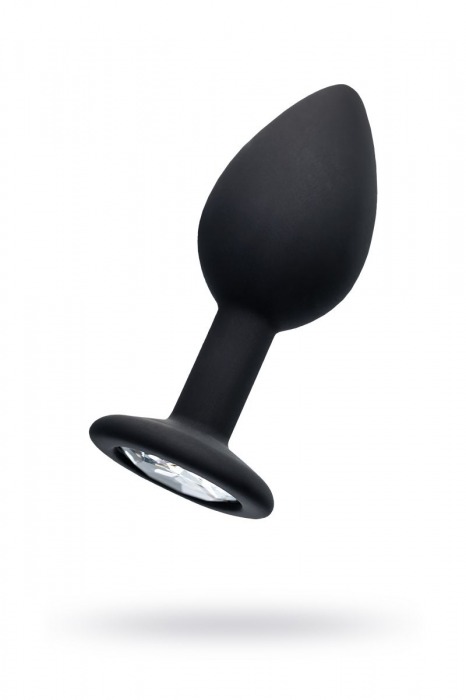 Черная анальная втулка с прозрачным стразом - 7,2 см. - POPO Pleasure - купить с доставкой в Липецке