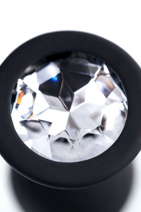 Черная анальная втулка с прозрачным стразом - 7,2 см. - POPO Pleasure - купить с доставкой в Липецке