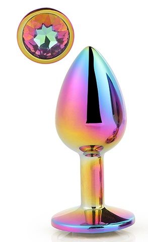 Голографическая анальная втулка с радужным кристаллом - 7,1 см. - Dream Toys - купить с доставкой в Липецке