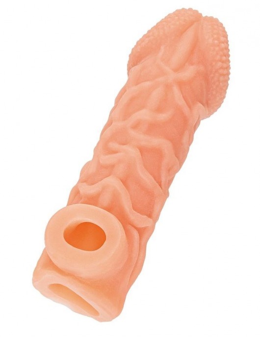 Телесная закрытая насадка с венками Cock Sleeve Size S - 13,8 см. - KOKOS - в Липецке купить с доставкой