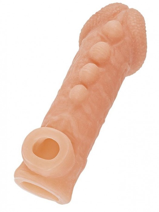 Телесная закрытая насадка с шишечками Cock Sleeve Size M - 15,6 см. - KOKOS - в Липецке купить с доставкой