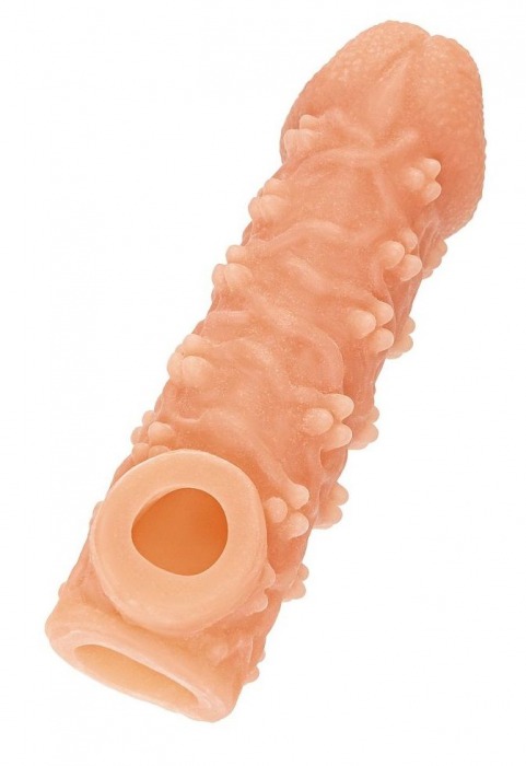 Телесная закрытая насадка с пучками шишечек Cock Sleeve Size S - 13,8 см. - KOKOS - в Липецке купить с доставкой