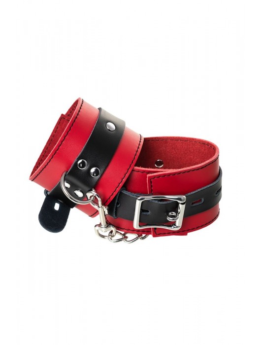 Красно-черные оковы на ноги из кожи - ToyFa - купить с доставкой в Липецке