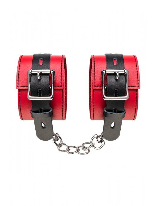 Красно-черные оковы на ноги из кожи - ToyFa - купить с доставкой в Липецке