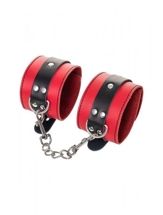 Красно-черные оковы на ноги из кожи - ToyFa - купить с доставкой в Липецке
