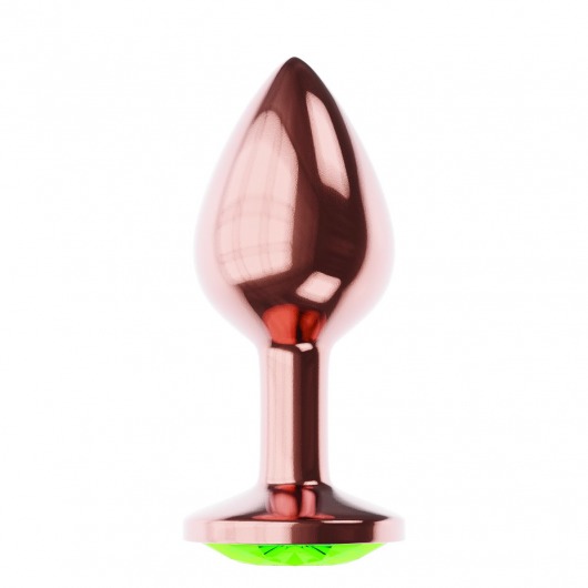 Пробка цвета розового золота с лаймовым кристаллом Diamond Emerald Shine S - 7,2 см. - Lola Games - купить с доставкой в Липецке